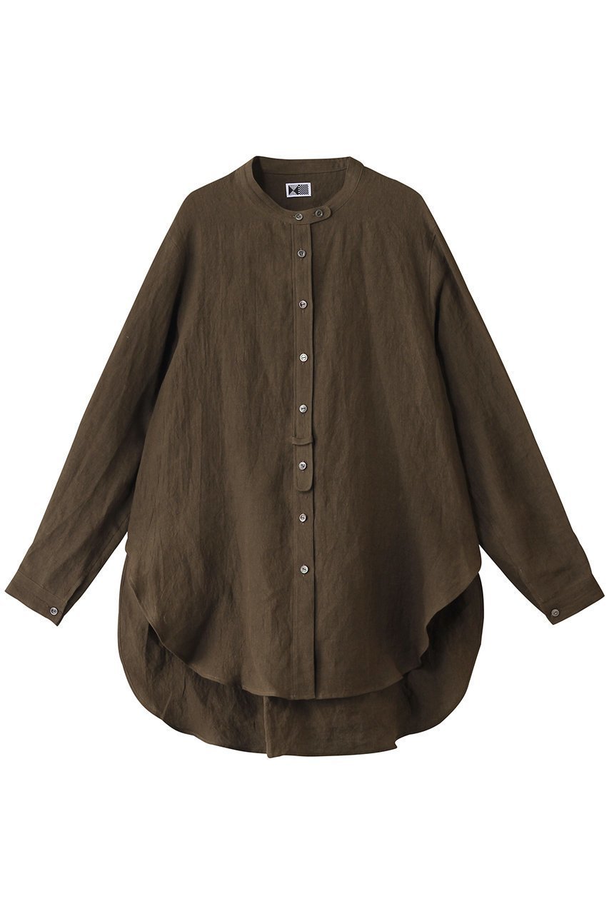 【生地の可能性/kijinokanosei】のヘンプチュニックシャツ インテリア・キッズ・メンズ・レディースファッション・服の通販 founy(ファニー) 　ファッション　Fashion　レディースファッション　Fashion for Women　トップス・カットソー　Cut & Sew Tops　シャツ・ブラウス・オフィスカジュアル　Elegant Blouses & Button-Ups　スリーブ　Sleeve, Long Sleeve / Short Sleeve　チュニック　Tunic, Long Top　ファブリック　Fabric, Textile　ロング　Long, Long-Length　hemp hira カーキ|ID: prp329100004457661 ipo3291000000032905198