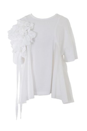 【アユーシ/AAYUSHI】 フラワーモチーフアシメヘムブラウス人気、トレンドファッション・服の通販 founy(ファニー) ファッション Fashion レディースファッション Fashion for Women トップス・カットソー Cut & Sew Tops シャツ・ブラウス・オフィスカジュアル Elegant Blouses & Button-Ups 花柄・フラワープリント・モチーフ Floral Prints & Motifs / Flower Pattern Tops エレガント 上品 Elegant ショート Short, Short Length スリーブ Sleeve, Long Sleeve / Short Sleeve フラワー Flower, Floral フレア Flare, Flared モチーフ Motif, Design Theme リボン Ribbon, Bow 再入荷 Restock / Back in Stock |ID:prp329100004457665