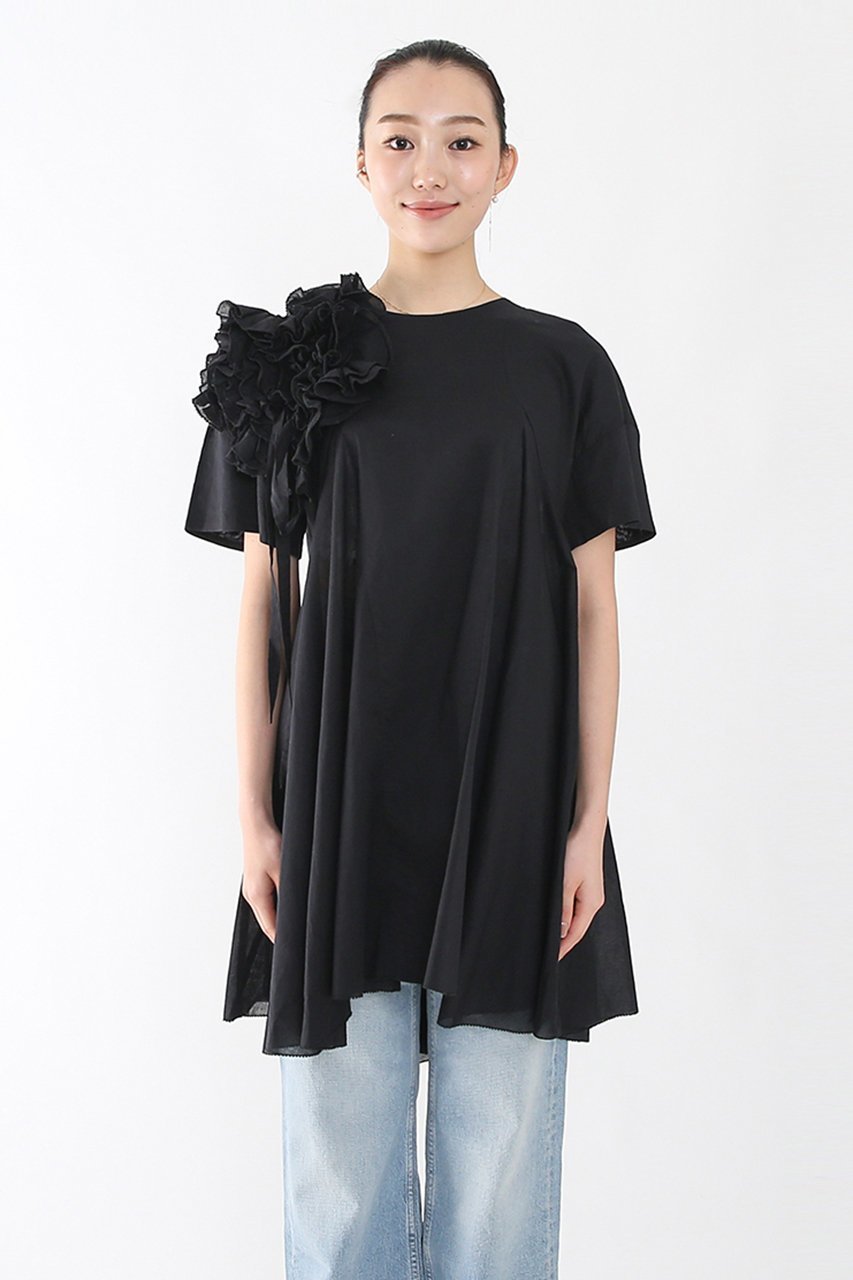 【アユーシ/AAYUSHI】のフラワーモチーフアシメヘムチュニック 人気、トレンドファッション・服の通販 founy(ファニー) 　ファッション　Fashion　レディースファッション　WOMEN　トップス・カットソー　Tops/Tshirt　シャツ/ブラウス　Shirts/Blouses　花柄・フラワープリント・モチーフ　Flower Patterns　ショート　Short　シンプル　Simple　スリーブ　Sleeve　チュニック　Tunic　フラワー　Flower　フレア　Flare　モチーフ　Motif　other-2|ID: prp329100004457666 ipo3291000000031249833