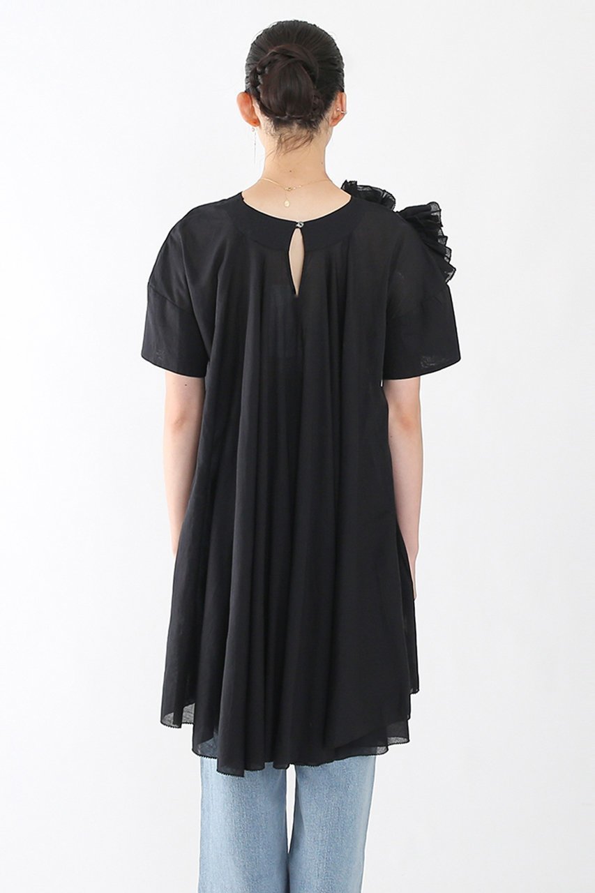 【アユーシ/AAYUSHI】のフラワーモチーフアシメヘムチュニック 人気、トレンドファッション・服の通販 founy(ファニー) 　ファッション　Fashion　レディースファッション　WOMEN　トップス・カットソー　Tops/Tshirt　シャツ/ブラウス　Shirts/Blouses　花柄・フラワープリント・モチーフ　Flower Patterns　ショート　Short　シンプル　Simple　スリーブ　Sleeve　チュニック　Tunic　フラワー　Flower　フレア　Flare　モチーフ　Motif　other-4|ID: prp329100004457666 ipo3291000000031249836