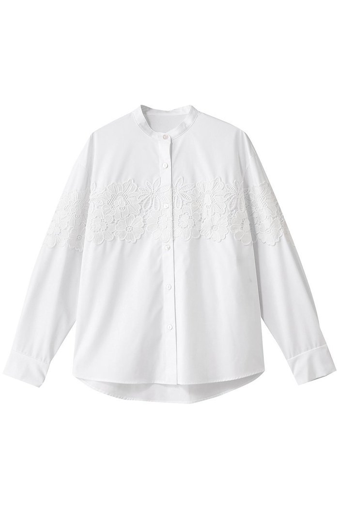 【アルアバイル/allureville】の【Loulou Willoughby】フラワーレースシャツ インテリア・キッズ・メンズ・レディースファッション・服の通販 founy(ファニー) https://founy.com/ ファッション Fashion レディースファッション Fashion for Women トップス・カットソー Cut & Sew Tops シャツ・ブラウス・オフィスカジュアル Elegant Blouses & Button-Ups スリーブ Sleeve, Long Sleeve / Short Sleeve デニム Denim, Jeans Material バランス Balance, Style Balance フェミニン Feminine, Girly フラワー Flower, Floral フロント Front, Front Design レース Lace, Lace Fabric ロング Long, Long-Length |ID: prp329100004457667 ipo3291000000032706912