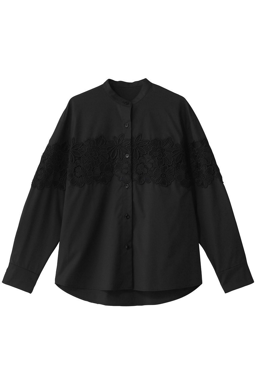 【アルアバイル/allureville】の【Loulou Willoughby】フラワーレースシャツ インテリア・キッズ・メンズ・レディースファッション・服の通販 founy(ファニー) 　ファッション　Fashion　レディースファッション　Fashion for Women　トップス・カットソー　Cut & Sew Tops　シャツ・ブラウス・オフィスカジュアル　Elegant Blouses & Button-Ups　スリーブ　Sleeve, Long Sleeve / Short Sleeve　デニム　Denim, Jeans Material　バランス　Balance, Style Balance　フェミニン　Feminine, Girly　フラワー　Flower, Floral　フロント　Front, Front Design　レース　Lace, Lace Fabric　ロング　Long, Long-Length　再入荷　Restock / Back in Stock　ブラック|ID: prp329100004457667 ipo3291000000032706917