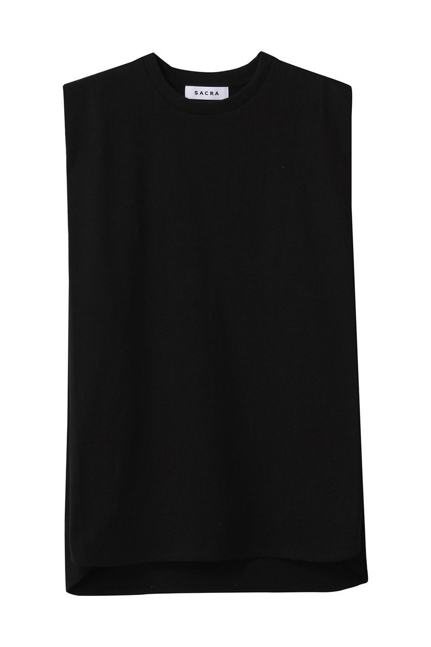 【サクラ/SACRA】のヴィンテージハイゲージコットンノースリーブトップス インテリア・キッズ・メンズ・レディースファッション・服の通販 founy(ファニー) 　ファッション　Fashion　レディースファッション　Fashion for Women　トップス・カットソー　Cut & Sew Tops　キャミソール&ノースリーブ　Camisoles & Sleeveless Tops　シャツ・ブラウス・オフィスカジュアル　Elegant Blouses & Button-Ups　ロングTシャツ・Tシャツ　Longline T-Shirts & Tees　カットソー・ベーシックTシャツ　Cut-and-Sewn Tops / Stretch Tees & Basics　おすすめ　Recommended / Our Picks　キャミソール　Camisole, Spaghetti Strap Top　シンプル　Simple, Minimal　タンク　Tank Top, Sleeveless Top　マニッシュ　Mannish, Boyish　再入荷　Restock / Back in Stock　ブラック|ID: prp329100004458513 ipo3291000000032756353