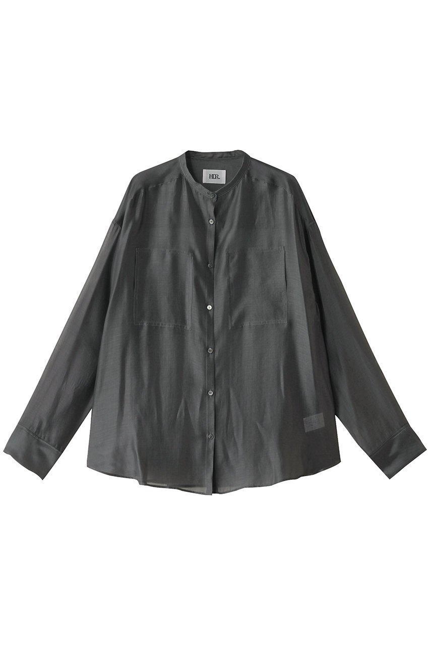 【ハー/HER.】のオーガンジーシャツ インテリア・キッズ・メンズ・レディースファッション・服の通販 founy(ファニー) 　ファッション　Fashion　レディースファッション　Fashion for Women　トップス・カットソー　Cut & Sew Tops　シャツ・ブラウス・オフィスカジュアル　Elegant Blouses & Button-Ups　オーガンジー　Organza Fabric　シアー　Sheer, See-Through　スリーブ　Sleeve, Long Sleeve / Short Sleeve　バランス　Balance, Style Balance　ロング　Long, Long-Length　夏　Summer　羽織　Haori, Light Jacket　グレー|ID: prp329100004458521 ipo3291000000032843135