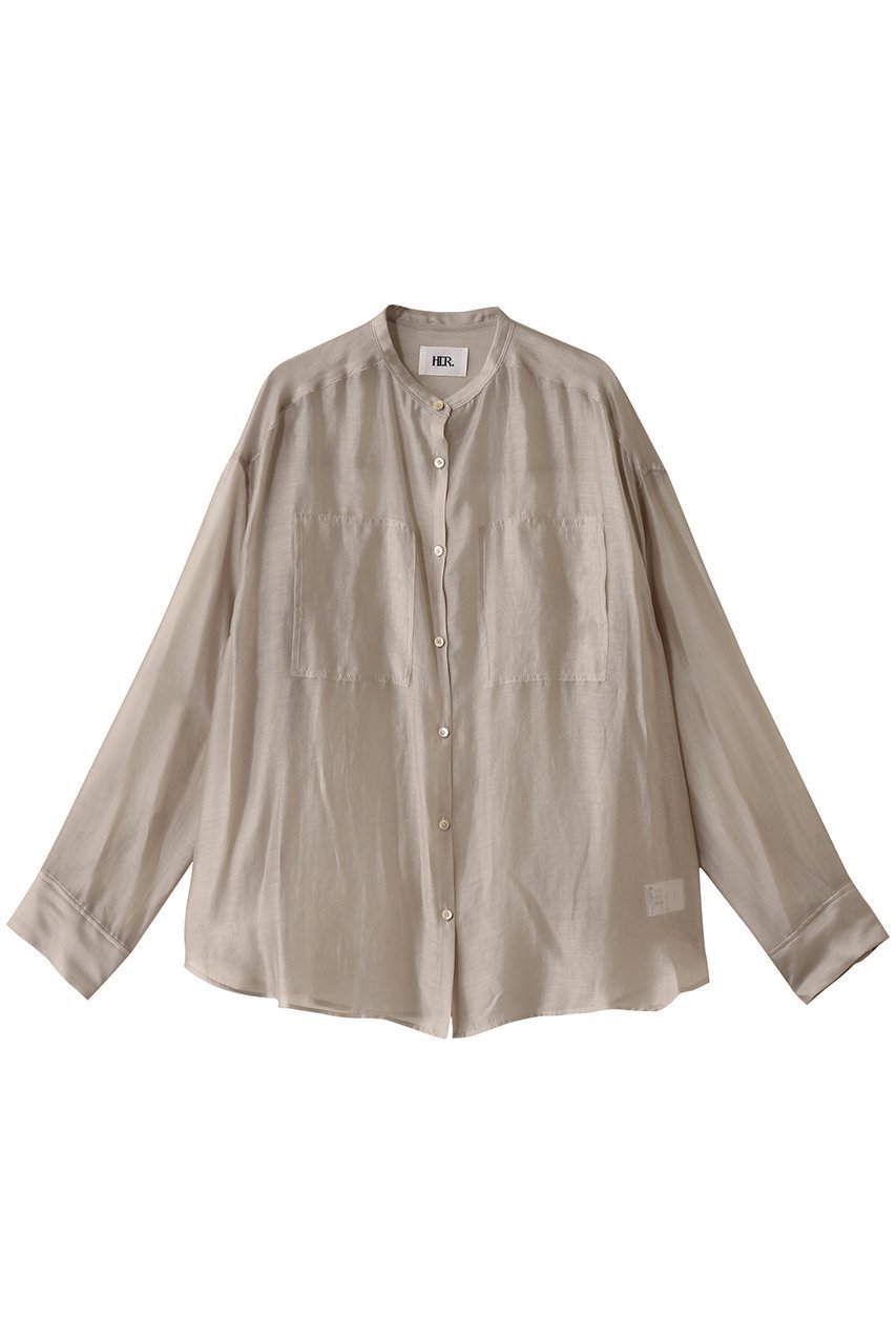 【ハー/HER.】のオーガンジーシャツ インテリア・キッズ・メンズ・レディースファッション・服の通販 founy(ファニー) 　ファッション　Fashion　レディースファッション　Fashion for Women　トップス・カットソー　Cut & Sew Tops　シャツ・ブラウス・オフィスカジュアル　Elegant Blouses & Button-Ups　オーガンジー　Organza Fabric　シアー　Sheer, See-Through　スリーブ　Sleeve, Long Sleeve / Short Sleeve　バランス　Balance, Style Balance　ロング　Long, Long-Length　夏　Summer　羽織　Haori, Light Jacket　ベージュ|ID: prp329100004458521 ipo3291000000032843141
