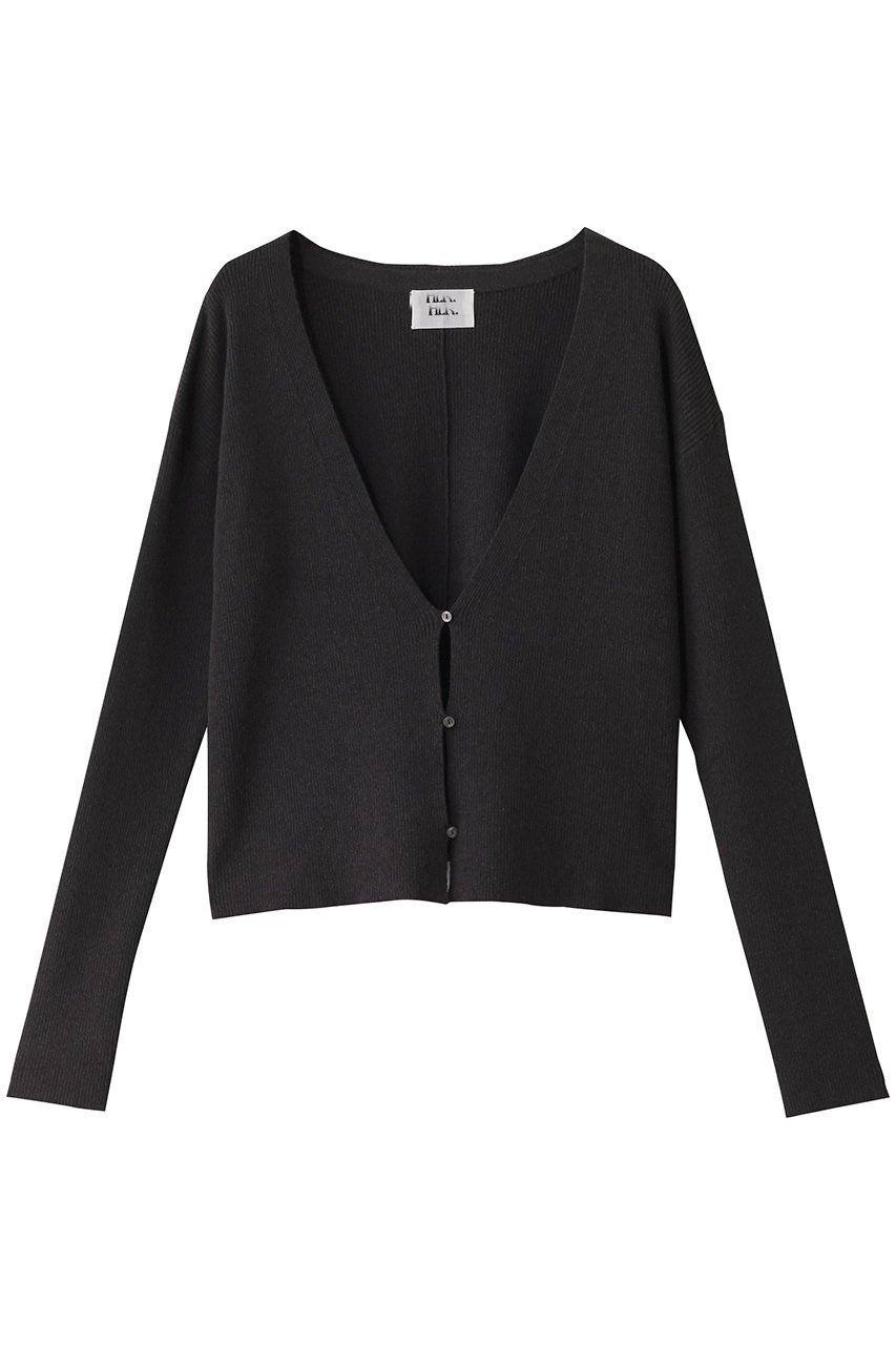 【ハー/HER.】のVネックリブカーディガン インテリア・キッズ・メンズ・レディースファッション・服の通販 founy(ファニー) 　ファッション　Fashion　レディースファッション　Fashion for Women　トップス・カットソー　Cut & Sew Tops　カーディガン・羽織り　Layered Style Cardigans　シャツ・ブラウス・オフィスカジュアル　Elegant Blouses & Button-Ups　ロングTシャツ・Tシャツ　Longline T-Shirts & Tees　カットソー・ベーシックTシャツ　Cut-and-Sewn Tops / Stretch Tees & Basics　Vネックトップス　V-Neck Tops / V-Cut Neckline Shirts　カーディガン　Cardigan, Knitwear　スリーブ　Sleeve, Long Sleeve / Short Sleeve　ボックス　Boxy, Box Shape　ボトム　Bottoms, Lower Wear　リネン　Linen, Linen Fabric　ループ　Loop, Loop Knit　チャコールグレー|ID: prp329100004458523 ipo3291000000032855273