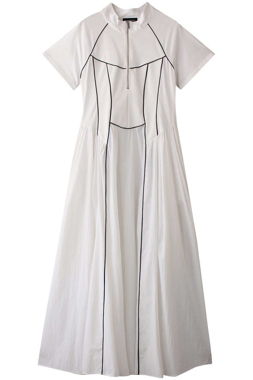 【メゾンスペシャル/MAISON SPECIAL】のZip Up Volume Dress/ジップアップボリュームワンピース インテリア・キッズ・メンズ・レディースファッション・服の通販 founy(ファニー) 　ファッション　Fashion　レディースファッション　Fashion for Women　ワンピース　Dresses　フォーマル・パーティードレス・結婚式用ドレス　Elegant & Casual Dresses　チュニック　Tunic Tops & Dresses　スニーカー　Sneakers, Trainers　スポーツ　Sports, Activewear　スリーブ　Sleeve, Long Sleeve / Short Sleeve　チュニック　Tunic, Long Top　ドッキング　Docking, Mixed Material　ドレープ　Drape, Draping Fabric　ハーフ　Half, Half-Length　ロング　Long, Long-Length　おすすめ　Recommended / Our Picks　エレガント 上品　Elegant　WHT(ホワイト)|ID: prp329100004464595 ipo3291000000032809266