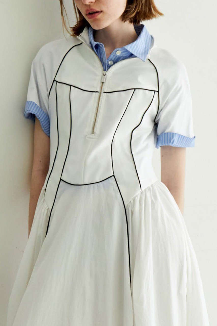 【メゾンスペシャル/MAISON SPECIAL】のZip Up Volume Dress/ジップアップボリュームワンピース 人気、トレンドファッション・服の通販 founy(ファニー) 　ファッション　Fashion　レディースファッション　Fashion for Women　ワンピース　Dresses　フォーマル・パーティードレス・結婚式用ドレス　Elegant & Casual Dresses　チュニック　Tunic Tops & Dresses　スニーカー　Sneakers, Trainers　スポーツ　Sports, Activewear　スリーブ　Sleeve, Long Sleeve / Short Sleeve　チュニック　Tunic, Long Top　ドッキング　Docking, Mixed Material　ドレープ　Drape, Draping Fabric　ハーフ　Half, Half-Length　ロング　Long, Long-Length　おすすめ　Recommended / Our Picks　エレガント 上品　Elegant　other-8|ID: prp329100004464595 ipo3291000000032809273