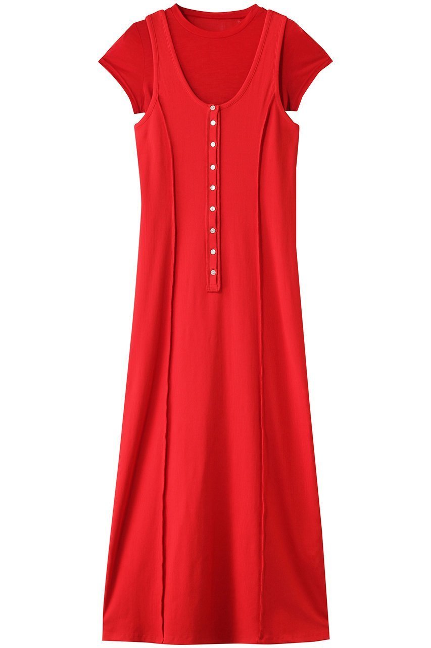 【メゾンスペシャル/MAISON SPECIAL】のHenry Neck Layered Cut And Sew Dress/ヘンリーネックレイヤードカットワンピース インテリア・キッズ・メンズ・レディースファッション・服の通販 founy(ファニー) 　ファッション　Fashion　レディースファッション　Fashion for Women　ワンピース　Dresses　フォーマル・パーティードレス・結婚式用ドレス　Elegant & Casual Dresses　チュニック　Tunic Tops & Dresses　シアー　Sheer, See-Through　シンプル　Simple, Minimal　チュニック　Tunic, Long Top　モノトーン　Monotone, Black and White　ロング　Long, Long-Length　エレガント 上品　Elegant　RED(レッド)|ID: prp329100004464598 ipo3291000000032788355