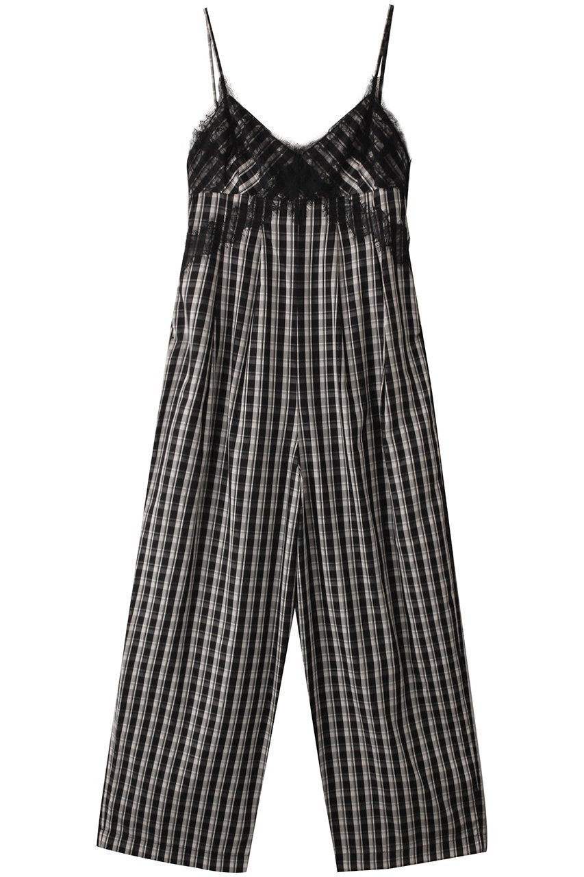 【メゾンスペシャル/MAISON SPECIAL】のPlaid Lace Camisole All-In-One/チェックレースキャミオールインワン インテリア・キッズ・メンズ・レディースファッション・服の通販 founy(ファニー) 　ファッション　Fashion　レディースファッション　Fashion for Women　パンツ　Pants & Trousers　インナー　Innerwear　シェイプ　Shape, Slim Fit　シンプル　Simple, Minimal　チェック　Check, Plaid, Tartan　レース　Lace, Lace Fabric　エレガント 上品　Elegant　BLK(ブラック)|ID: prp329100004464602 ipo3291000000035766953
