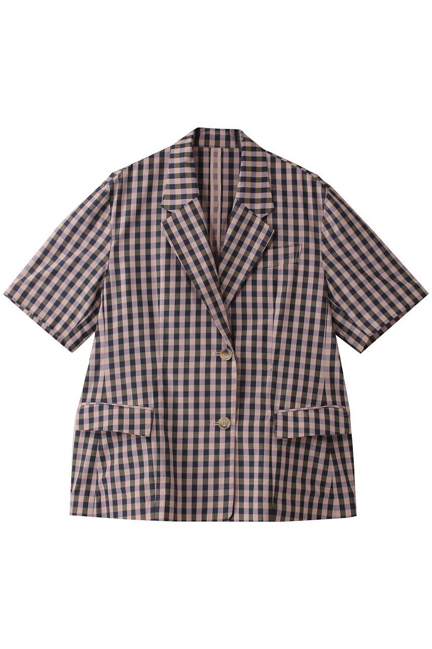 【メゾンスペシャル/MAISON SPECIAL】のColor Plaid Half Sleeve Jacket/カラーチェックハーフスリーブジャケット インテリア・キッズ・メンズ・レディースファッション・服の通販 founy(ファニー) 　ファッション　Fashion　レディースファッション　Fashion for Women　アウター　Coat / Outerwear Collection　レディースジャケット・軽アウター　Jackets　春　Spring　カラフル　Colorful Design　キュプラ　Cupro, Eco Fabric　シルク　Silk, 100% Silk　シンプル　Simple, Minimal　ジャケット　Jacket, Outerwear　チェック　Check, Plaid, Tartan　フォーマル　Formal, Dressy　半袖　Short Sleeve, Half Sleeve　リラックス　Relax, Relaxed Fit　S/S・春夏　SS, Spring/Summer, Warm Season　夏　Summer　エレガント 上品　Elegant　PNK(ピンク)|ID: prp329100004464607 ipo3291000000034594762