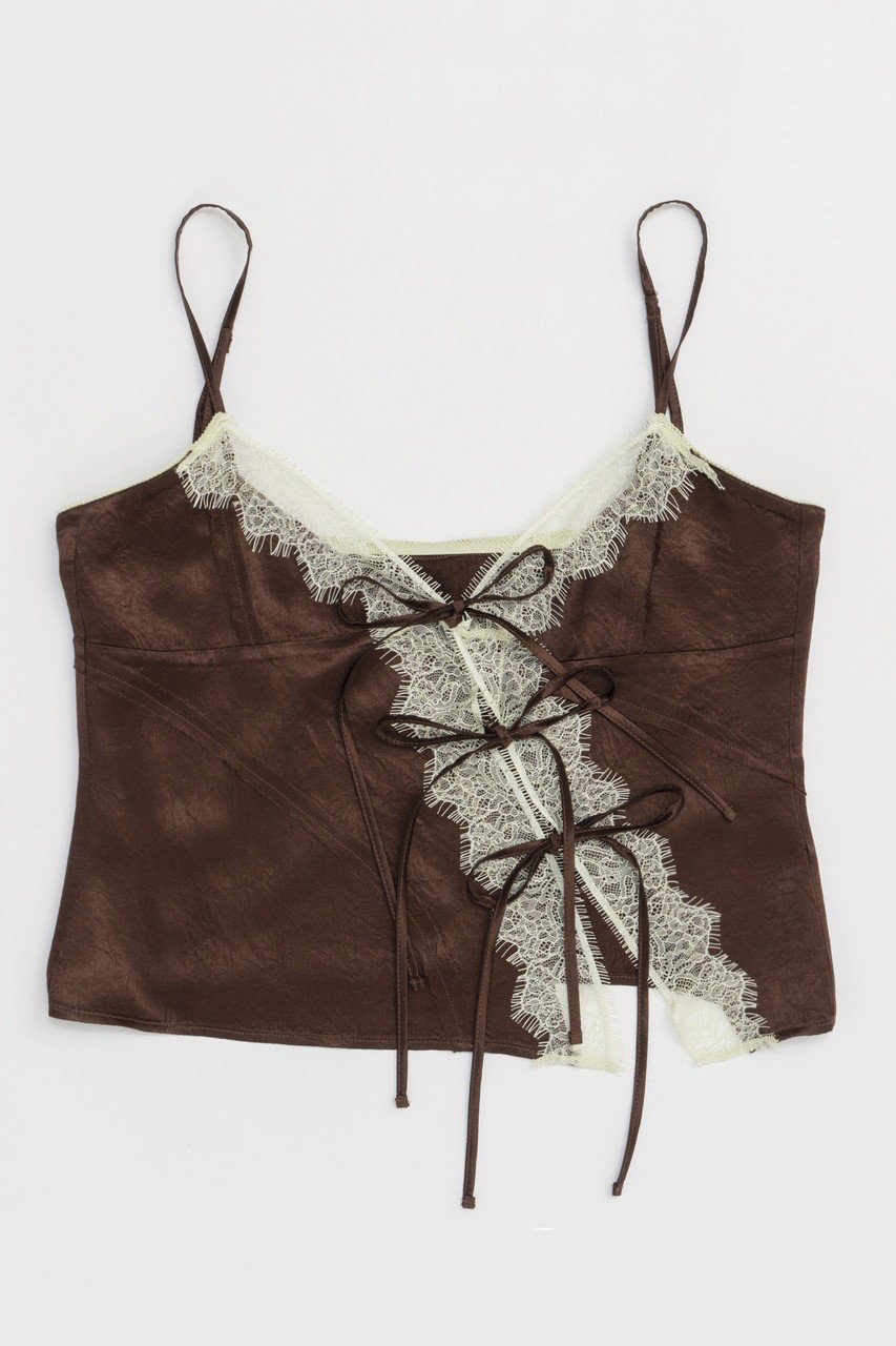【メゾンスペシャル/MAISON SPECIAL】のLace Docking Satin Camisole/レースドッキングサテンキャミソール インテリア・キッズ・メンズ・レディースファッション・服の通販 founy(ファニー) 　ファッション　Fashion　レディースファッション　WOMEN　トップス・カットソー　Tops/Tshirt　キャミソール / ノースリーブ　No Sleeves　シャツ/ブラウス　Shirts/Blouses　キャミソール　Camisole　サテン　Satin　タンク　Tank　ドッキング　Docking　ノースリーブ　No Sleeve　別注　Special Order　ラップ　Wrap　リボン　Ribbon　レース　Race　夏　Summer　エレガント 上品　Elegant　BRN(ブラウン)|ID: prp329100004464608 ipo3291000000031236548