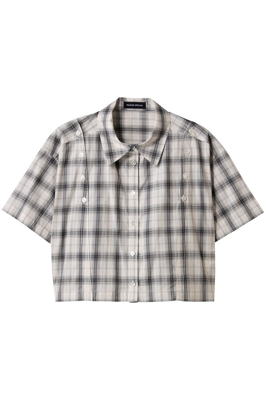 【メゾンスペシャル/MAISON SPECIAL】のButton Slit Short Shirt/ボタンスリットショートシャツ インテリア・キッズ・メンズ・レディースファッション・服の通販 founy(ファニー) ファッション Fashion レディースファッション Fashion for Women トップス・カットソー Cut & Sew Tops シャツ・ブラウス・オフィスカジュアル Elegant Blouses & Button-Ups ロングTシャツ・Tシャツ Longline T-Shirts & Tees シャドー Shadow, Subtle Pattern ショルダー Shoulder, Shoulder Strap ショート Short, Short Length ストライプ Stripe, Striped Pattern スリット Slit, Slit Detail スリーブ Sleeve, Long Sleeve / Short Sleeve ボトム Bottoms, Lower Wear リラックス Relax, Relaxed Fit ワイド Wide, Wide Fit 夏 Summer WHT(ホワイト)|ID: prp329100004464614 ipo3291000000035822542