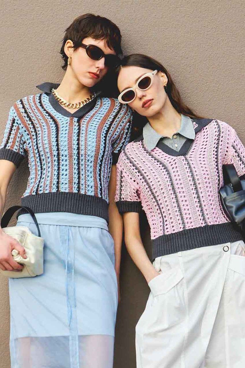【メゾンスペシャル/MAISON SPECIAL】のStriped Knit Shirt/ストライプニットシャツ 人気、トレンドファッション・服の通販 founy(ファニー) 　ファッション　Fashion　レディースファッション　Fashion for Women　トップス・カットソー　Cut & Sew Tops　ニット　Knit Tops & Sweaters　シャツ・ブラウス・オフィスカジュアル　Elegant Blouses & Button-Ups　ロングTシャツ・Tシャツ　Longline T-Shirts & Tees　コンパクト　Compact, Small Size　ショート　Short, Short Length　ストライプ　Stripe, Striped Pattern　スリーブ　Sleeve, Long Sleeve / Short Sleeve　タンク　Tank Top, Sleeveless Top　ポロシャツ　Polo Shirt, Collared Tee　夏　Summer　other-6|ID: prp329100004464616 ipo3291000000032836899
