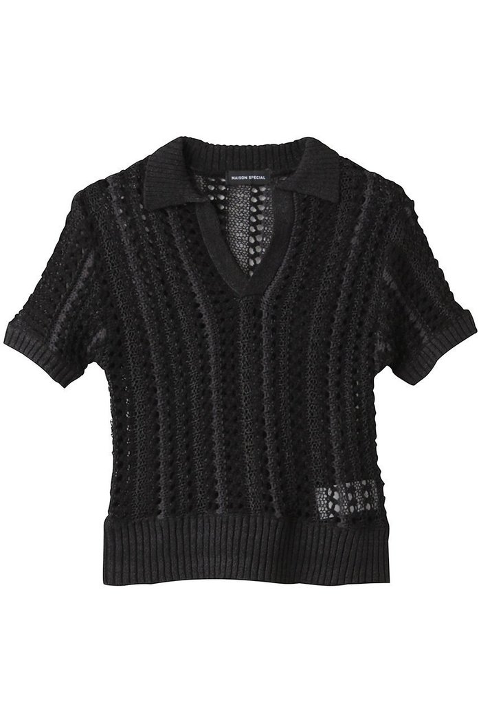 【メゾンスペシャル/MAISON SPECIAL】のStriped Knit Shirt/ストライプニットシャツ インテリア・キッズ・メンズ・レディースファッション・服の通販 founy(ファニー) https://founy.com/ ファッション Fashion レディースファッション Fashion for Women トップス・カットソー Cut & Sew Tops ニット Knit Tops & Sweaters シャツ・ブラウス・オフィスカジュアル Elegant Blouses & Button-Ups ロングTシャツ・Tシャツ Longline T-Shirts & Tees コンパクト Compact, Small Size ショート Short, Short Length ストライプ Stripe, Striped Pattern スリーブ Sleeve, Long Sleeve / Short Sleeve タンク Tank Top, Sleeveless Top ポロシャツ Polo Shirt, Collared Tee 夏 Summer |ID: prp329100004464616 ipo3291000000035063036