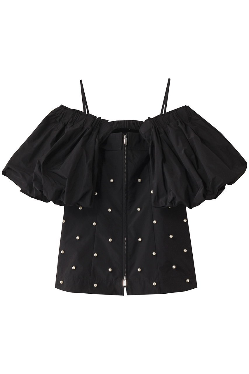【メゾンスペシャル/MAISON SPECIAL】のPearl Volume Sleeve Tops/パールボリュームスリーブトップス インテリア・キッズ・メンズ・レディースファッション・服の通販 founy(ファニー) 　ファッション　Fashion　レディースファッション　Fashion for Women　トップス・カットソー　Cut & Sew Tops　シャツ・ブラウス・オフィスカジュアル　Elegant Blouses & Button-Ups　ボリューム袖・フリルスリーブブラウス　Voluminous & Ruffle Sleeves / Puffy Sleeve Tops　エレガント 上品　Elegant　ショート　Short, Short Length　シンプル　Simple, Minimal　スリーブ　Sleeve, Long Sleeve / Short Sleeve　タフタ　Taffeta, Structured Fabric　トレンド　Trend, Trending Now　パール　Pearl, Pearl Accent　BLK(ブラック)|ID: prp329100004464620 ipo3291000000036070838