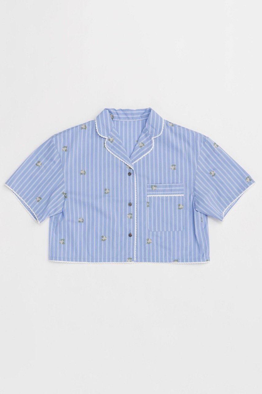 【メゾンスペシャル/MAISON SPECIAL】のPajama Shirt/パジャマシャツ インテリア・キッズ・メンズ・レディースファッション・服の通販 founy(ファニー) 　ファッション　Fashion　レディースファッション　WOMEN　トップス・カットソー　Tops/Tshirt　シャツ/ブラウス　Shirts/Blouses　ショート　Short　ストライプ　Stripe　スリーブ　Sleeve　セットアップ　Set Up　バランス　Balance　パジャマ　Pajamas　モチーフ　Motif　リラックス　Relax　ワイド　Wide　再入荷　Restock/Back In Stock/Re Arrival　おすすめ　Recommend　BLU(ブルー)|ID: prp329100004464624 ipo3291000000031236601