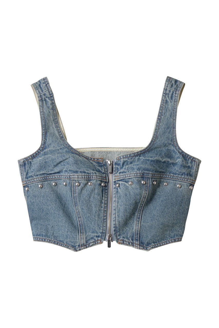 【メゾンスペシャル/MAISON SPECIAL】のStuds Denim Bustier/スタッズデニムビスチェ インテリア・キッズ・メンズ・レディースファッション・服の通販 founy(ファニー) ファッション Fashion レディースファッション Fashion for Women トップス・カットソー Cut & Sew Tops キャミソール&ノースリーブ Camisoles & Sleeveless Tops シャツ・ブラウス・オフィスカジュアル Elegant Blouses & Button-Ups ビスチェ Bustiers & Corset Tops / Layered Bustier Style コンパクト Compact, Small Size シンプル Simple, Minimal ジップ Zip, Zipper スタッズ Studs, Metal Accents セットアップ Set-Up, Coordinated Outfit デニム Denim, Jeans Material ノースリーブ Sleeveless, No-Sleeve フロント Front, Front Design おすすめ Recommended / Our Picks BLU(ブルー)|ID: prp329100004464625 ipo3291000000032837047