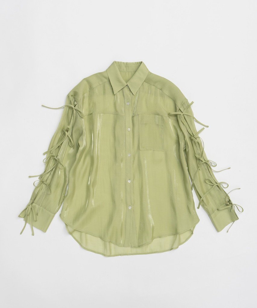 【メゾンスペシャル/MAISON SPECIAL】のOversize Shear Ribbon Shirt/オーバーシアーリボンシャツ インテリア・キッズ・メンズ・レディースファッション・服の通販 founy(ファニー) 　ファッション　Fashion　レディースファッション　WOMEN　トップス・カットソー　Tops/Tshirt　シャツ/ブラウス　Shirts/Blouses　エアリー　Airy　キャミソール　Camisole　ショート　Short　スリーブ　Sleeve　タンク　Tank　ポケット　Pocket　羽織　Haori　リボン　Ribbon　夏　Summer　GRN(グリーン)|ID: prp329100004464627 ipo3291000000031236611