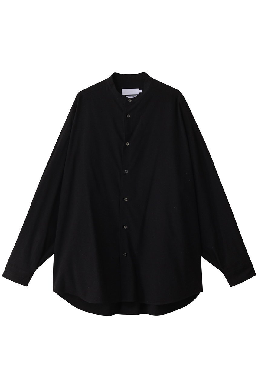 【グラフペーパー/Graphpaper】のSilk Noil Viscose Band Collar Shirt/シャツ インテリア・キッズ・メンズ・レディースファッション・服の通販 founy(ファニー) 　ファッション　Fashion　レディースファッション　Fashion for Women　トップス・カットソー　Cut & Sew Tops　シャツ・ブラウス・オフィスカジュアル　Elegant Blouses & Button-Ups　ショルダー　Shoulder, Shoulder Strap　スリーブ　Sleeve, Long Sleeve / Short Sleeve　ドロップ　Drop Shoulder, Dropped Style　ロング　Long, Long-Length　ブラック|ID: prp329100004464642 ipo3291000000032842295