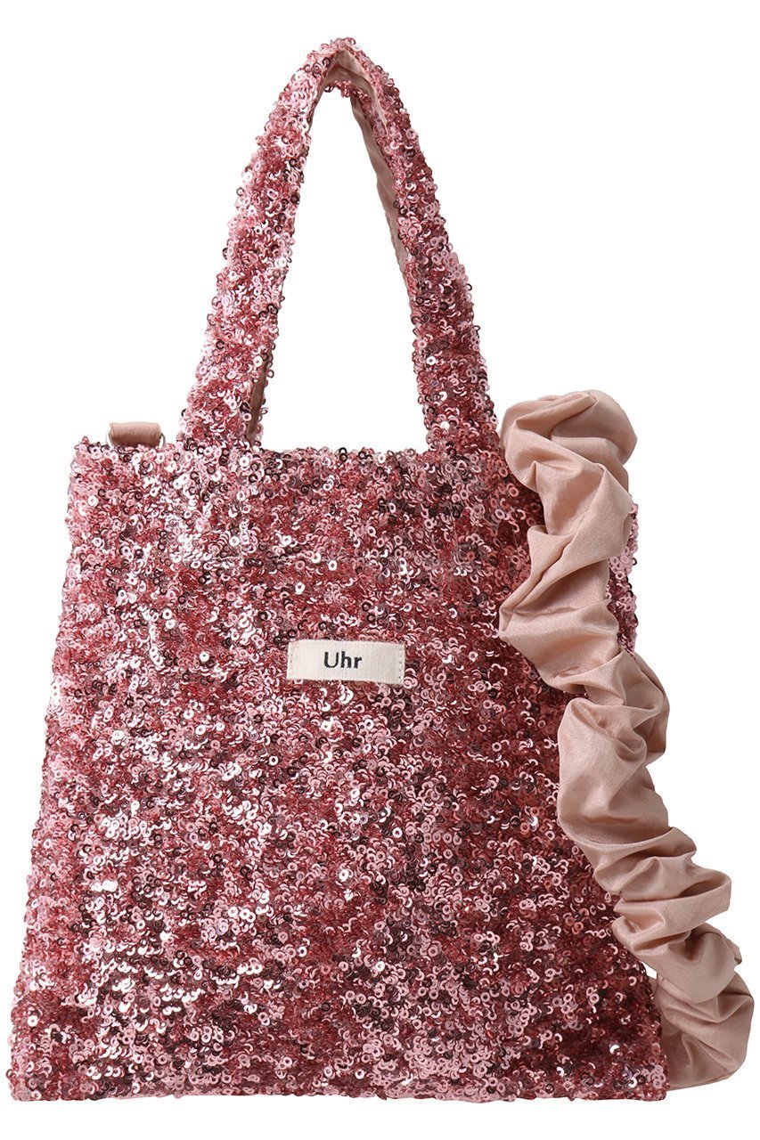 【ウーア/Uhr】の【ELLE SHOP限定】ナイロンタフタショルダー付き ミニスパンコールバッグ インテリア・キッズ・メンズ・レディースファッション・服の通販 founy(ファニー) 　ファッション　Fashion　レディースファッション　Fashion for Women　バッグ　Bags　ギャザー　Gathered, Ruffled　ショルダー　Shoulder, Shoulder Strap　シンプル　Simple, Minimal　スパンコール　Sequins, Sequin Embellishment　スマート　Smart, Elegant　タフタ　Taffeta, Structured Fabric　パーティ　Party, Party Style　フォルム　Silhouette, Form　フリル　Frill, Ruffle　ラグジュアリー　Luxury, Elegant　ラップ　Wrap, Wrap Design　夏　Summer　春　Spring　S/S・春夏　SS, Spring/Summer, Warm Season　財布　Wallet, Purse　ピンク|ID: prp329100004464646 ipo3291000000032778126