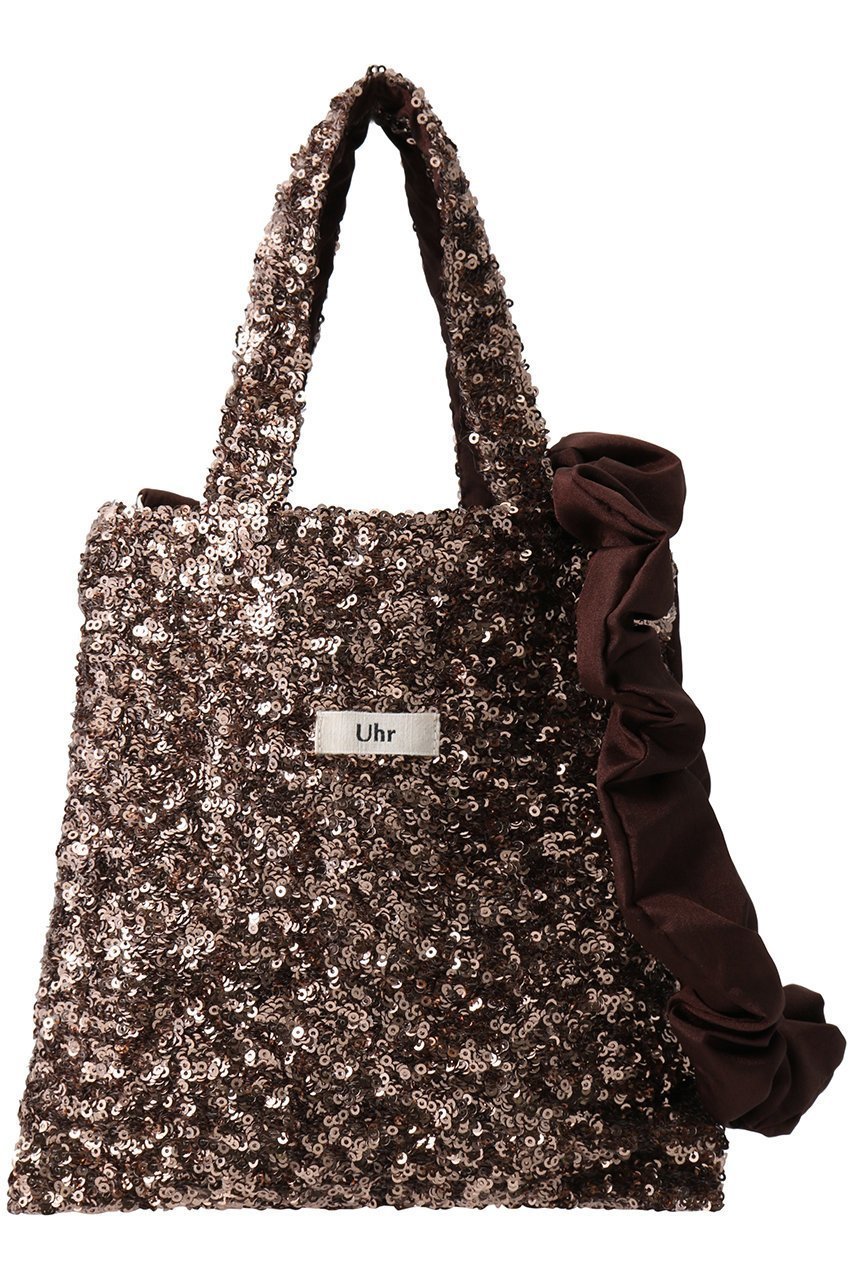 【ウーア/Uhr】の【ELLE SHOP限定】ナイロンタフタショルダー付き ミニスパンコールバッグ インテリア・キッズ・メンズ・レディースファッション・服の通販 founy(ファニー) 　ファッション　Fashion　レディースファッション　Fashion for Women　バッグ　Bags　ギャザー　Gathered, Ruffled　ショルダー　Shoulder, Shoulder Strap　シンプル　Simple, Minimal　スパンコール　Sequins, Sequin Embellishment　スマート　Smart, Elegant　タフタ　Taffeta, Structured Fabric　パーティ　Party, Party Style　フォルム　Silhouette, Form　フリル　Frill, Ruffle　ラグジュアリー　Luxury, Elegant　ラップ　Wrap, Wrap Design　夏　Summer　春　Spring　S/S・春夏　SS, Spring/Summer, Warm Season　財布　Wallet, Purse　ブロンズ|ID: prp329100004464646 ipo3291000000032778128