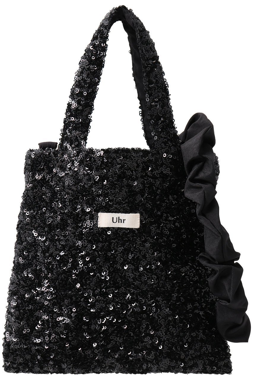 【ウーア/Uhr】の【ELLE SHOP限定】ナイロンタフタショルダー付き ミニスパンコールバッグ インテリア・キッズ・メンズ・レディースファッション・服の通販 founy(ファニー) 　ファッション　Fashion　レディースファッション　Fashion for Women　バッグ　Bags　ギャザー　Gathered, Ruffled　ショルダー　Shoulder, Shoulder Strap　シンプル　Simple, Minimal　スパンコール　Sequins, Sequin Embellishment　スマート　Smart, Elegant　タフタ　Taffeta, Structured Fabric　パーティ　Party, Party Style　フォルム　Silhouette, Form　フリル　Frill, Ruffle　ラグジュアリー　Luxury, Elegant　ラップ　Wrap, Wrap Design　夏　Summer　春　Spring　S/S・春夏　SS, Spring/Summer, Warm Season　財布　Wallet, Purse　ブラック|ID: prp329100004464646 ipo3291000000032778132