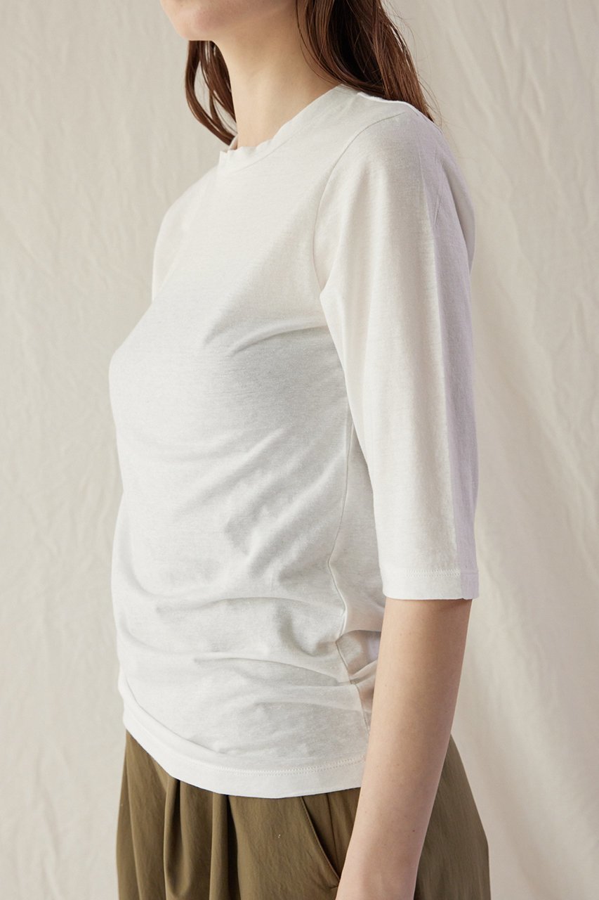 【フローレント/FLORENT】のコットンリネン ハーフスリーブカットソー 人気、トレンドファッション・服の通販 founy(ファニー) 　ファッション　Fashion　レディースファッション　WOMEN　トップス・カットソー　Tops/Tshirt　シャツ/ブラウス　Shirts/Blouses　ロング / Tシャツ　T-Shirts　カットソー　Cut and Sewn　インナー　Inner　カットソー　Cut And Sew　ショート　Short　スリーブ　Sleeve　ハーフ　Half　リネン　Linen　ロング　Long　other-8|ID: prp329100004464657 ipo3291000000031713965