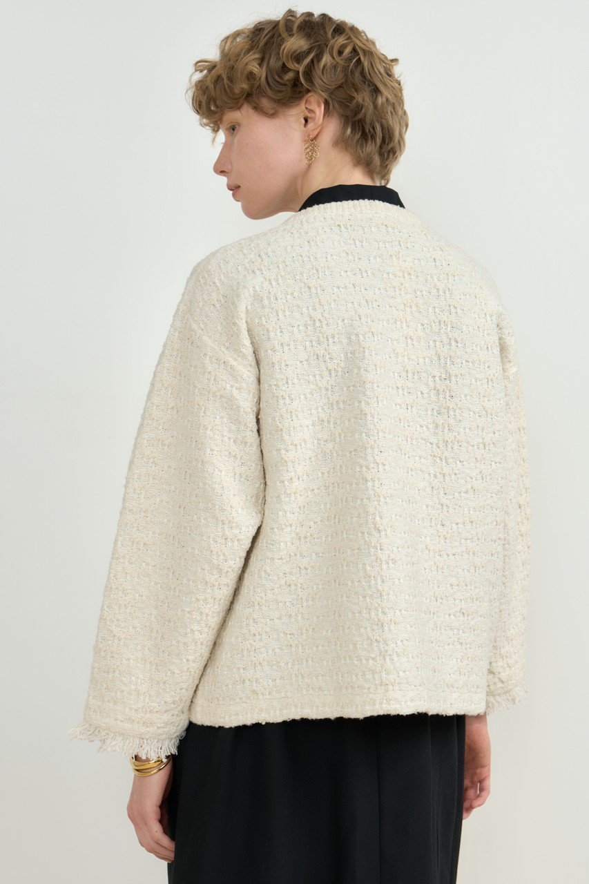 【ハウス オブ ロータス/HOUSE OF LOTUS】のミックスツイードノーカラーカーディガン 人気、トレンドファッション・服の通販 founy(ファニー) 　ファッション　Fashion　レディースファッション　Fashion for Women　トップス・カットソー　Cut & Sew Tops　ニット　Knit Tops & Sweaters　カーディガン・羽織り　Layered Style Cardigans　アクリル　Acrylic Material　カーディガン　Cardigan, Knitwear　ジャケット　Jacket, Outerwear　ツイード　Twill, Twill Weave　エレガント 上品　Elegant　other-8|ID: prp329100004464671 ipo3291000000035690768