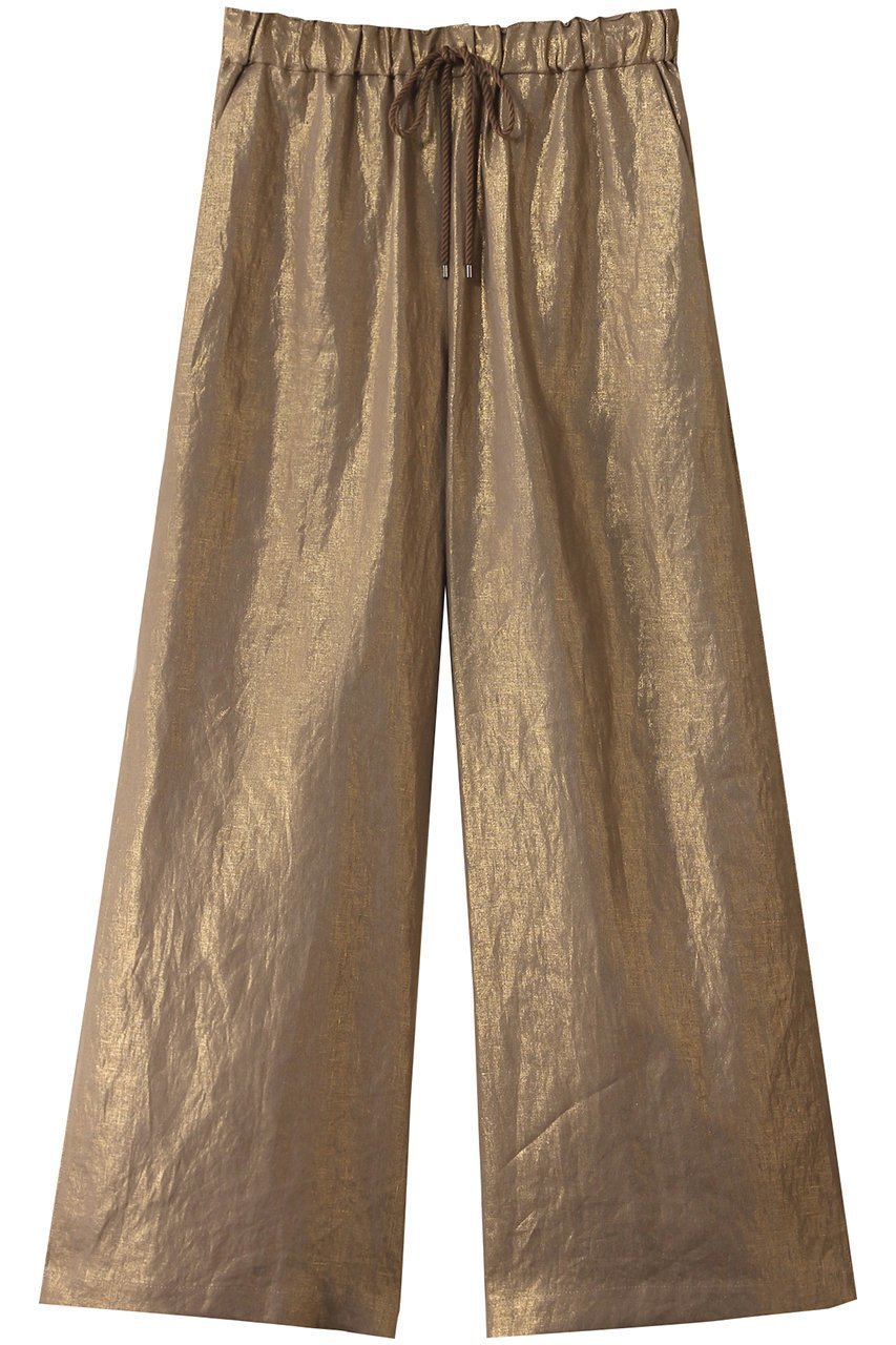 【プルミエ アロンディスモン/1er Arrondissement】のフォイルプリントリネンパンツ インテリア・キッズ・メンズ・レディースファッション・服の通販 founy(ファニー) 　ファッション　Fashion　レディースファッション　Fashion for Women　パンツ　Pants & Trousers　シンプル　Simple, Minimal　リゾート　Resort, Vacation Style　リネン　Linen, Linen Fabric　リラックス　Relax, Relaxed Fit　ワイド　Wide, Wide Fit　エレガント 上品　Elegant　ゴールド|ID: prp329100004464672 ipo3291000000035380198