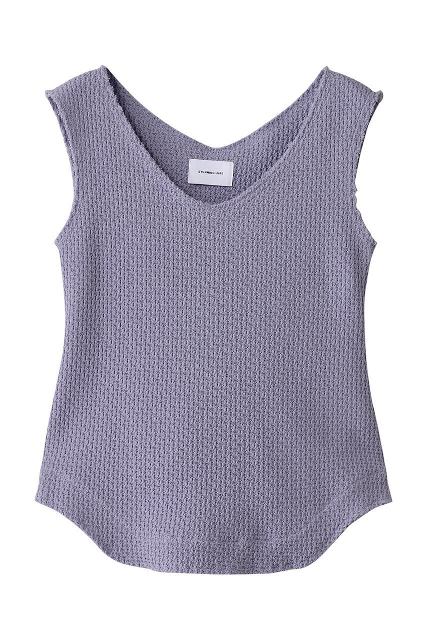 【スタニングルアー/STUNNING LURE】のrチェーンニットタンク インテリア・キッズ・メンズ・レディースファッション・服の通販 founy(ファニー) 　ファッション　Fashion　レディースファッション　Fashion for Women　トップス・カットソー　Cut & Sew Tops　ニット　Knit Tops & Sweaters　キャミソール&ノースリーブ　Camisoles & Sleeveless Tops　シャツ・ブラウス・オフィスカジュアル　Elegant Blouses & Button-Ups　ロングTシャツ・Tシャツ　Longline T-Shirts & Tees　カットソー・ベーシックTシャツ　Cut-and-Sewn Tops / Stretch Tees & Basics　インナー　Innerwear　キャミソール　Camisole, Spaghetti Strap Top　シェイプ　Shape, Slim Fit　シンプル　Simple, Minimal　タンク　Tank Top, Sleeveless Top　再入荷　Restock / Back in Stock　夏　Summer　春　Spring　S/S・春夏　SS, Spring/Summer, Warm Season　ライトパープル|ID: prp329100004465562 ipo3291000000032684662