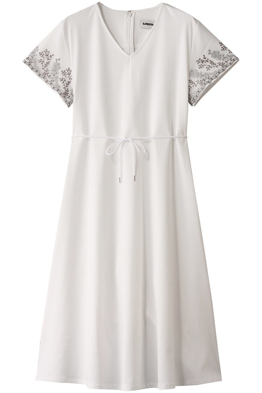 【ロキト/LOKITHO】のVネック エンブロイダリー ドレス 人気、トレンドファッション・服の通販 founy(ファニー) 　ファッション　Fashion　レディースファッション　Fashion for Women　ワンピース　Dresses　フォーマル・パーティードレス・結婚式用ドレス　Elegant & Casual Dresses　チュニック　Tunic Tops & Dresses　なめらか　Smooth, Silky Texture　エンブロイダリー　Embroidery Design　シンプル　Simple, Minimal　チュニック　Tunic, Long Top　ドレス　Dress, One-Piece　ドレープ　Drape, Draping Fabric　リゾート　Resort, Vacation Style　ロング　Long, Long-Length　エレガント 上品　Elegant　夏　Summer　 other-1|ID: prp329100004465566 ipo3291000000034954898