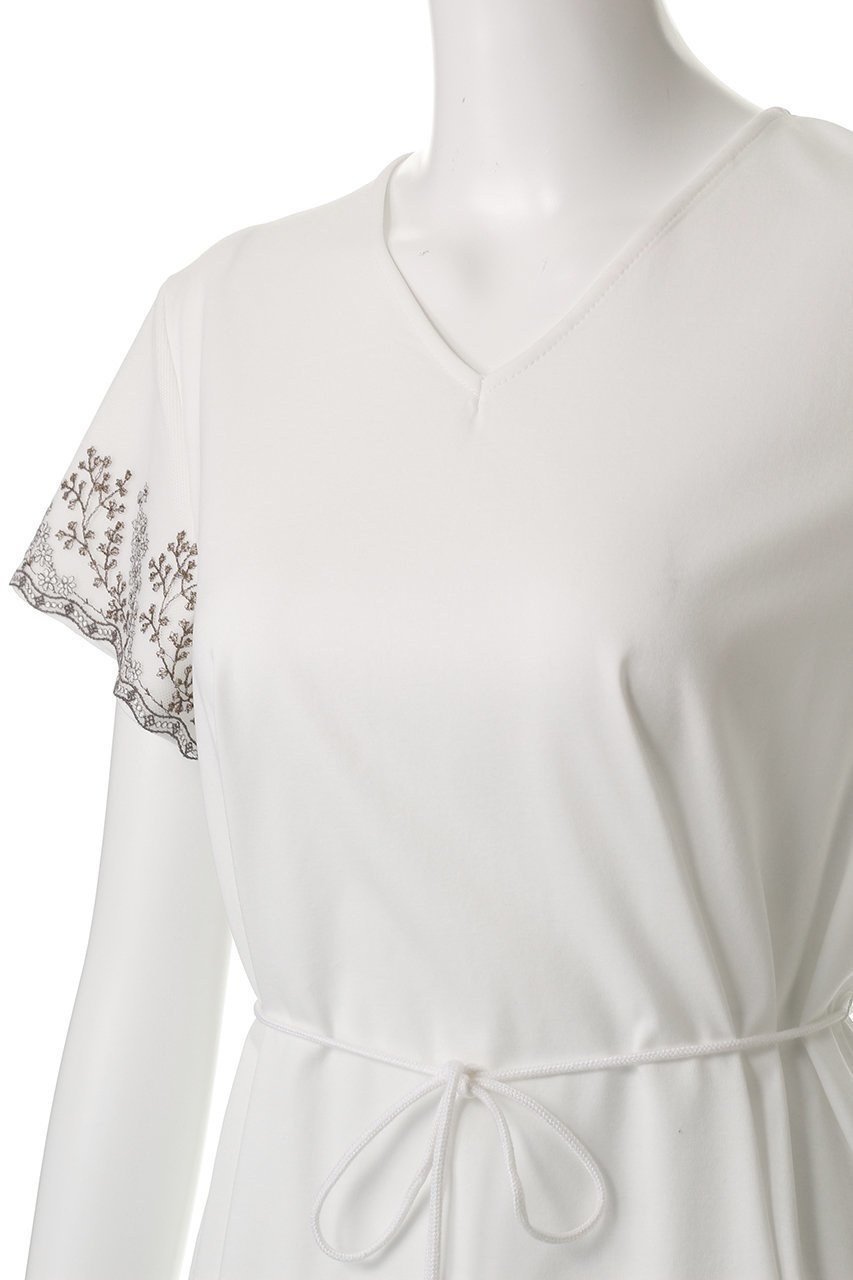 【ロキト/LOKITHO】のVネック エンブロイダリー ドレス 人気、トレンドファッション・服の通販 founy(ファニー) 　ファッション　Fashion　レディースファッション　Fashion for Women　ワンピース　Dresses　フォーマル・パーティードレス・結婚式用ドレス　Elegant & Casual Dresses　チュニック　Tunic Tops & Dresses　なめらか　Smooth, Silky Texture　エンブロイダリー　Embroidery Design　シンプル　Simple, Minimal　チュニック　Tunic, Long Top　ドレス　Dress, One-Piece　ドレープ　Drape, Draping Fabric　リゾート　Resort, Vacation Style　ロング　Long, Long-Length　エレガント 上品　Elegant　夏　Summer　other-5|ID: prp329100004465566 ipo3291000000034954904