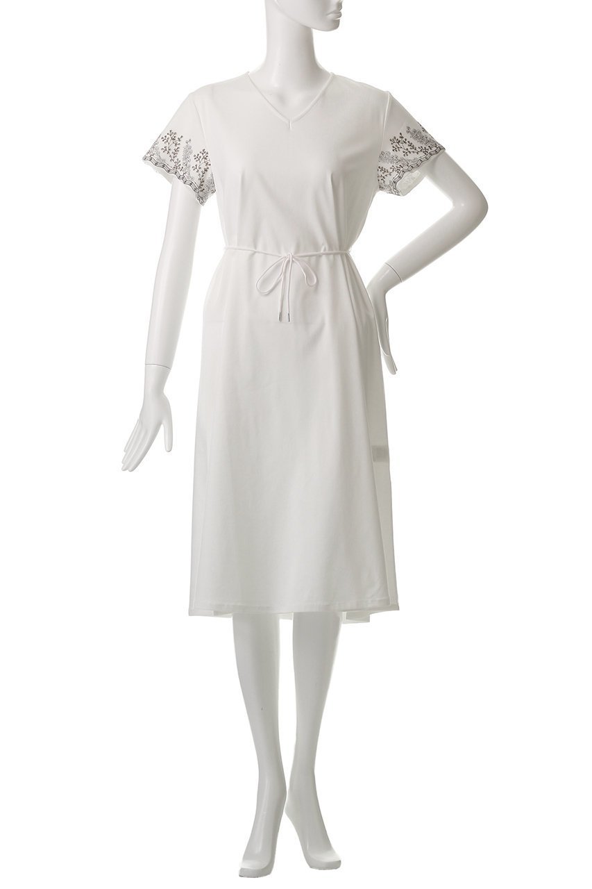 【ロキト/LOKITHO】のVネック エンブロイダリー ドレス 人気、トレンドファッション・服の通販 founy(ファニー) 　ファッション　Fashion　レディースファッション　Fashion for Women　ワンピース　Dresses　フォーマル・パーティードレス・結婚式用ドレス　Elegant & Casual Dresses　チュニック　Tunic Tops & Dresses　なめらか　Smooth, Silky Texture　エンブロイダリー　Embroidery Design　シンプル　Simple, Minimal　チュニック　Tunic, Long Top　ドレス　Dress, One-Piece　ドレープ　Drape, Draping Fabric　リゾート　Resort, Vacation Style　ロング　Long, Long-Length　エレガント 上品　Elegant　夏　Summer　other-2|ID: prp329100004465566 ipo3291000000035690339