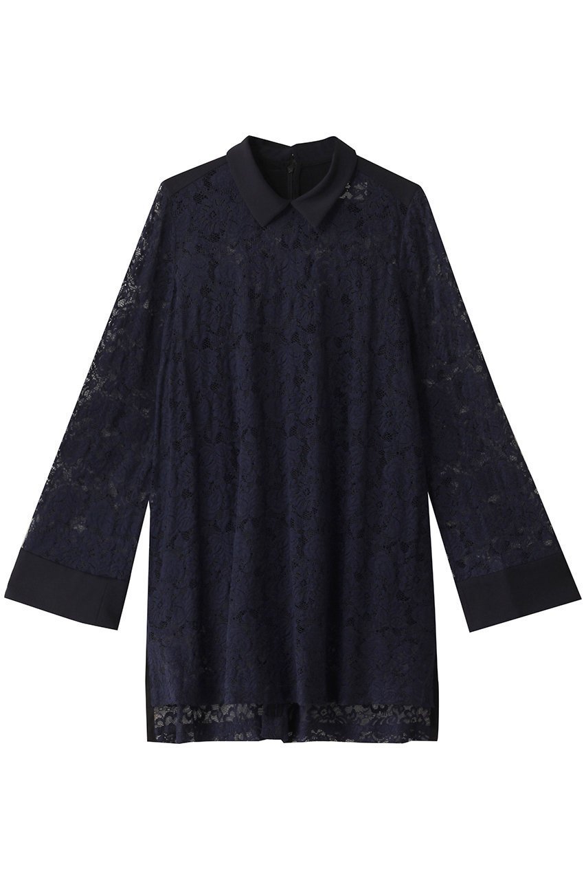 【ロキト/LOKITHO】のレースロングスリーブシャツ インテリア・キッズ・メンズ・レディースファッション・服の通販 founy(ファニー) 　ファッション　Fashion　レディースファッション　Fashion for Women　トップス・カットソー　Cut & Sew Tops　シャツ・ブラウス・オフィスカジュアル　Elegant Blouses & Button-Ups　インナー　Innerwear　スリーブ　Sleeve, Long Sleeve / Short Sleeve　タイトスカート　Pencil Skirt, Tight Skirt　フレア　Flare, Flared　レース　Lace, Lace Fabric　ロング　Long, Long-Length　ネイビー|ID: prp329100004465569 ipo3291000000032842585