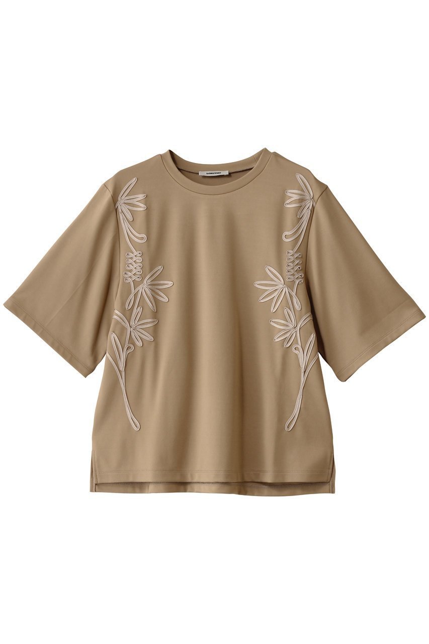 【ロキト/LOKITHO】のコード エンブロイダリー Tシャツ インテリア・キッズ・メンズ・レディースファッション・服の通販 founy(ファニー) 　ファッション　Fashion　レディースファッション　WOMEN　トップス・カットソー　Tops/Tshirt　シャツ/ブラウス　Shirts/Blouses　ロング / Tシャツ　T-Shirts　カットソー　Cut and Sewn　なめらか　Smooth　エンブロイダリー　Embroidery　ショルダー　Shoulder　ショート　Short　スリーブ　Sleeve　ドレープ　Drape　ベージュ×ベージュ|ID: prp329100004465570 ipo3291000000031302267