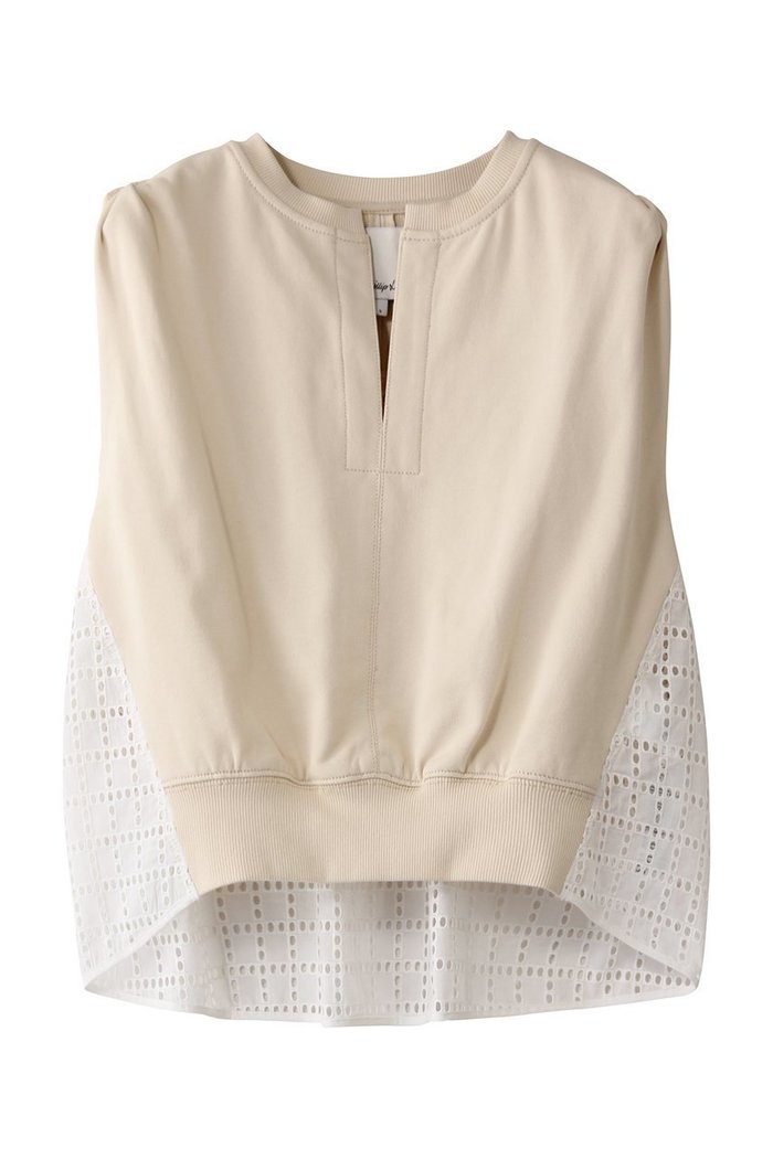 【スリーワン フィリップリム/3.1 Phillip Lim】のBRODERIE ANGLAISE フレンチテリー ノースリーブ コンビトップス インテリア・キッズ・メンズ・レディースファッション・服の通販 founy(ファニー) https://founy.com/ ファッション Fashion レディースファッション WOMEN トップス・カットソー Tops/Tshirt キャミソール / ノースリーブ No Sleeves シャツ/ブラウス Shirts/Blouses ロング / Tシャツ T-Shirts カットソー Cut and Sewn ショート Short スリット Slit スリーブ Sleeve ノースリーブ No Sleeve フレンチ French モダン Modern |ID: prp329100004465575 ipo3291000000031302312