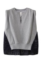 【スリーワン フィリップリム/3.1 Phillip Lim】のBRODERIE ANGLAISE フレンチテリー ノースリーブ コンビトップス グレー/ネイビー|ID: prp329100004465575 ipo3291000000032795997