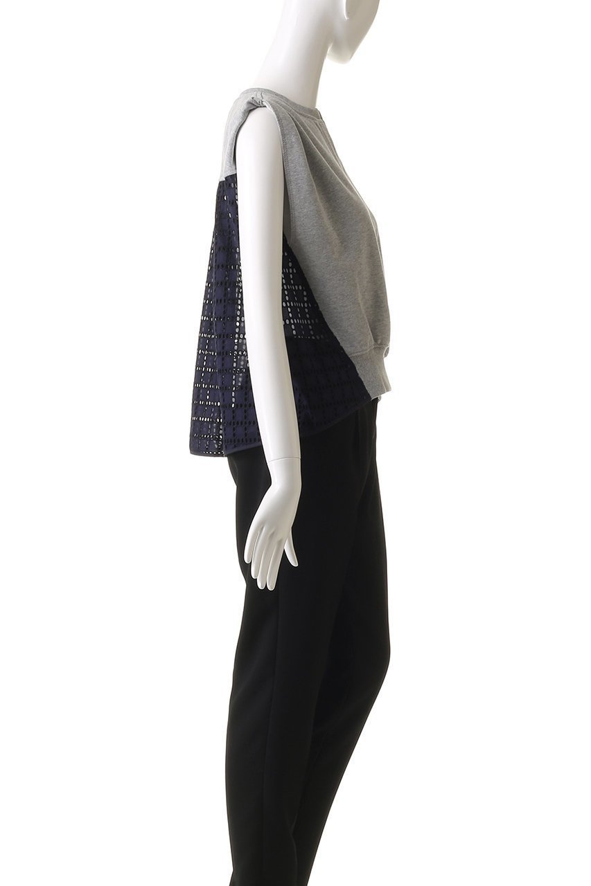 【スリーワン フィリップリム/3.1 Phillip Lim】のBRODERIE ANGLAISE フレンチテリー ノースリーブ コンビトップス 人気、トレンドファッション・服の通販 founy(ファニー) 　ファッション　Fashion　レディースファッション　Fashion for Women　トップス・カットソー　Cut & Sew Tops　キャミソール&ノースリーブ　Camisoles & Sleeveless Tops　シャツ・ブラウス・オフィスカジュアル　Elegant Blouses & Button-Ups　ロングTシャツ・Tシャツ　Longline T-Shirts & Tees　カットソー・ベーシックTシャツ　Cut-and-Sewn Tops / Stretch Tees & Basics　ショート　Short, Short Length　スリット　Slit, Slit Detail　スリーブ　Sleeve, Long Sleeve / Short Sleeve　ノースリーブ　Sleeveless, No-Sleeve　フレンチ　French, French Style　モダン　Modern, Contemporary　other-3|ID: prp329100004465575 ipo3291000000032796003