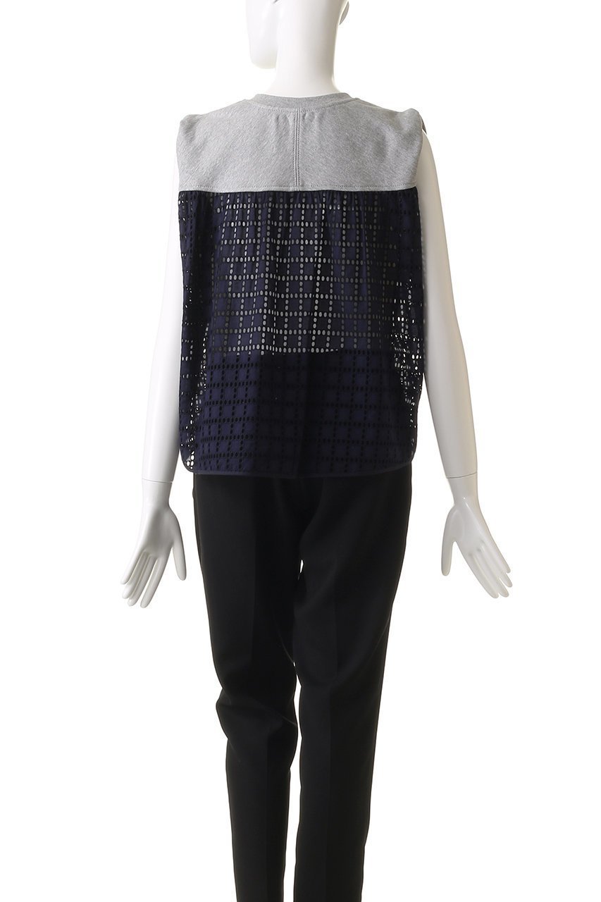 【スリーワン フィリップリム/3.1 Phillip Lim】のBRODERIE ANGLAISE フレンチテリー ノースリーブ コンビトップス 人気、トレンドファッション・服の通販 founy(ファニー) 　ファッション　Fashion　レディースファッション　Fashion for Women　トップス・カットソー　Cut & Sew Tops　キャミソール&ノースリーブ　Camisoles & Sleeveless Tops　シャツ・ブラウス・オフィスカジュアル　Elegant Blouses & Button-Ups　ロングTシャツ・Tシャツ　Longline T-Shirts & Tees　カットソー・ベーシックTシャツ　Cut-and-Sewn Tops / Stretch Tees & Basics　ショート　Short, Short Length　スリット　Slit, Slit Detail　スリーブ　Sleeve, Long Sleeve / Short Sleeve　ノースリーブ　Sleeveless, No-Sleeve　フレンチ　French, French Style　モダン　Modern, Contemporary　other-4|ID: prp329100004465575 ipo3291000000032796005