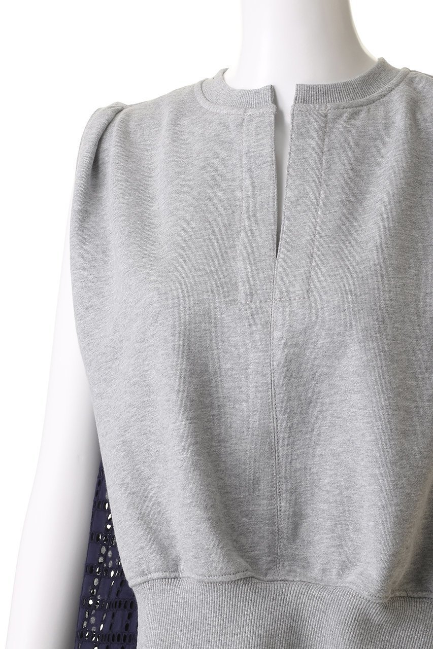 【スリーワン フィリップリム/3.1 Phillip Lim】のBRODERIE ANGLAISE フレンチテリー ノースリーブ コンビトップス 人気、トレンドファッション・服の通販 founy(ファニー) 　ファッション　Fashion　レディースファッション　Fashion for Women　トップス・カットソー　Cut & Sew Tops　キャミソール&ノースリーブ　Camisoles & Sleeveless Tops　シャツ・ブラウス・オフィスカジュアル　Elegant Blouses & Button-Ups　ロングTシャツ・Tシャツ　Longline T-Shirts & Tees　カットソー・ベーシックTシャツ　Cut-and-Sewn Tops / Stretch Tees & Basics　ショート　Short, Short Length　スリット　Slit, Slit Detail　スリーブ　Sleeve, Long Sleeve / Short Sleeve　ノースリーブ　Sleeveless, No-Sleeve　フレンチ　French, French Style　モダン　Modern, Contemporary　other-5|ID: prp329100004465575 ipo3291000000032796008
