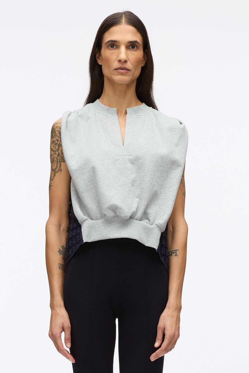 【スリーワン フィリップリム/3.1 Phillip Lim】のBRODERIE ANGLAISE フレンチテリー ノースリーブ コンビトップス 人気、トレンドファッション・服の通販 founy(ファニー) 　ファッション　Fashion　レディースファッション　Fashion for Women　トップス・カットソー　Cut & Sew Tops　キャミソール&ノースリーブ　Camisoles & Sleeveless Tops　シャツ・ブラウス・オフィスカジュアル　Elegant Blouses & Button-Ups　ロングTシャツ・Tシャツ　Longline T-Shirts & Tees　カットソー・ベーシックTシャツ　Cut-and-Sewn Tops / Stretch Tees & Basics　ショート　Short, Short Length　スリット　Slit, Slit Detail　スリーブ　Sleeve, Long Sleeve / Short Sleeve　ノースリーブ　Sleeveless, No-Sleeve　フレンチ　French, French Style　モダン　Modern, Contemporary　other-6|ID: prp329100004465575 ipo3291000000032796011