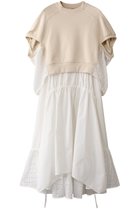 【スリーワン フィリップリム/3.1 Phillip Lim】のBRODIERE ANGLAISE フレンチテリー ショートスリーブ コンビドレス エクリュ/ホワイト|ID:prp329100004465576