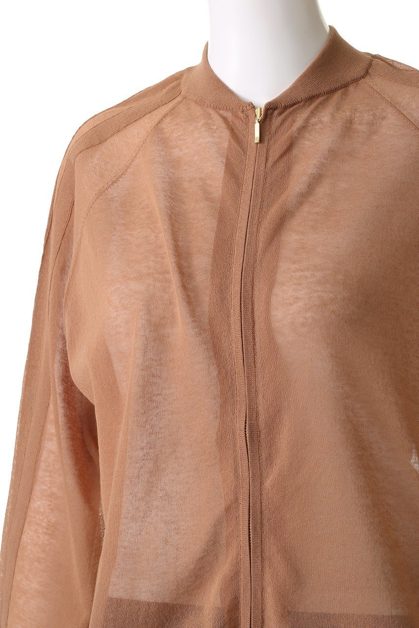 【ルームエイト/Room no.8】のコットンシアー ジップアップブルゾン 人気、トレンドファッション・服の通販 founy(ファニー) 　ファッション　Fashion　レディースファッション　Fashion for Women　トップス・カットソー　Cut & Sew Tops　ニット　Knit Tops & Sweaters　カーディガン・羽織り　Layered Style Cardigans　カーディガン　Cardigan, Knitwear　シアー　Sheer, See-Through　スポーティ　Sporty, Casual Athletic　トレンド　Trend, Trending Now　フェミニン　Feminine, Girly　ワンポイント　One Point, Statement Accent　夏　Summer　other-5|ID: prp329100004465606 ipo3291000000036223948