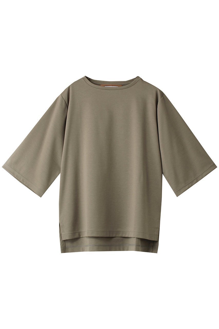 【ルームエイト/Room no.8】のSUPIMA コットン ハーフスリーブトップス インテリア・キッズ・メンズ・レディースファッション・服の通販 founy(ファニー) 　ファッション　Fashion　レディースファッション　Fashion for Women　トップス・カットソー　Cut & Sew Tops　シャツ・ブラウス・オフィスカジュアル　Elegant Blouses & Button-Ups　ロングTシャツ・Tシャツ　Longline T-Shirts & Tees　カットソー・ベーシックTシャツ　Cut-and-Sewn Tops / Stretch Tees & Basics　ショート　Short, Short Length　シンプル　Simple, Minimal　スリーブ　Sleeve, Long Sleeve / Short Sleeve　トレンド　Trend, Trending Now　エレガント 上品　Elegant　カーキ|ID: prp329100004465617 ipo3291000000032856906