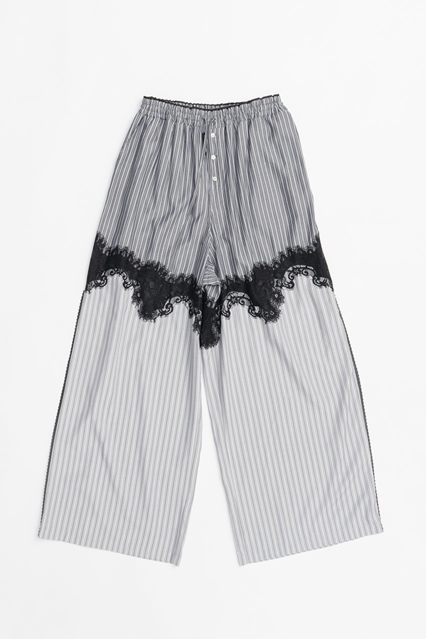 【プランク プロジェクト/PRANK PROJECT】のストライプコンビレースパジャマパンツ / Striped Combination Lace Pajama Pants インテリア・キッズ・メンズ・レディースファッション・服の通販 founy(ファニー) 　ファッション　Fashion　レディースファッション　WOMEN　パンツ　Pants　おすすめ　Recommend　ストライプ　Stripe　トリミング　Trimming　ラグジュアリー　Luxury　レース　Race　GRY(グレー)|ID: prp329100004468841 ipo3291000000031367496