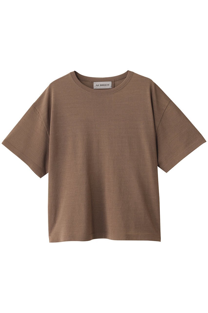 【オブリオ/AUBRIOT】のイタリアンウール Tシャツ インテリア・キッズ・メンズ・レディースファッション・服の通販 founy(ファニー) 　ファッション　Fashion　レディースファッション　Fashion for Women　トップス・カットソー　Cut & Sew Tops　ニット　Knit Tops & Sweaters　シャツ・ブラウス・オフィスカジュアル　Elegant Blouses & Button-Ups　ロングTシャツ・Tシャツ　Longline T-Shirts & Tees　カジュアルプルオーバー・ニットトップス　Pullovers & Knit Tops / Casual Pullovers　シンプル　Simple, Minimal　スタンダード　Standard, Basic　ベーシック　Basic, Essential　リラックス　Relax, Relaxed Fit　半袖　Short Sleeve, Half Sleeve　モカブラウン|ID: prp329100004468857 ipo3291000000032931043