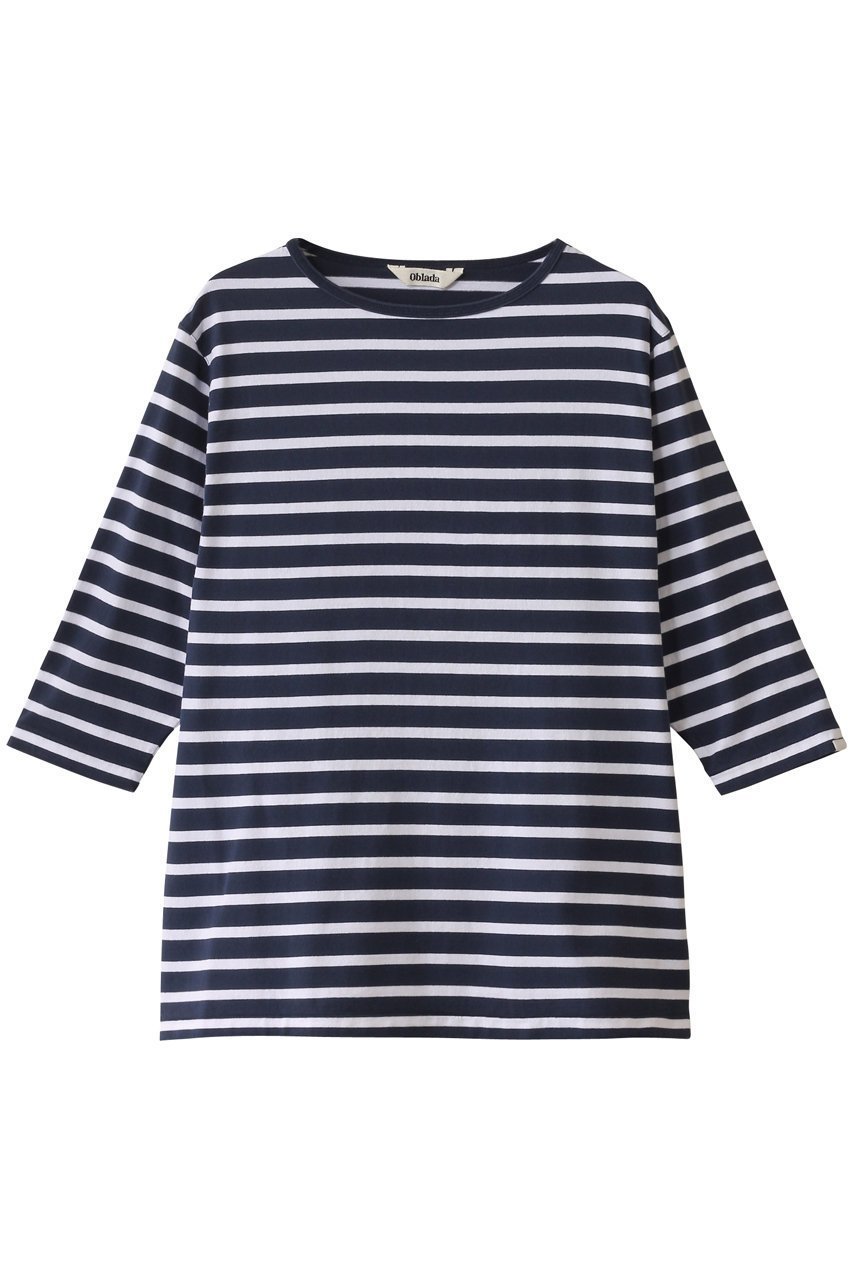 【オブラダ/Oblada】のANY ボーダーTシャツ インテリア・キッズ・メンズ・レディースファッション・服の通販 founy(ファニー) 　ファッション　Fashion　レディースファッション　Fashion for Women　トップス・カットソー　Cut & Sew Tops　シャツ・ブラウス・オフィスカジュアル　Elegant Blouses & Button-Ups　ロングTシャツ・Tシャツ　Longline T-Shirts & Tees　カットソー・ベーシックTシャツ　Cut-and-Sewn Tops / Stretch Tees & Basics　ショート　Short, Short Length　スリーブ　Sleeve, Long Sleeve / Short Sleeve　ボーダー　Border, Stripe　エレガント 上品　Elegant　ネイビー|ID: prp329100004468875 ipo3291000000032854961