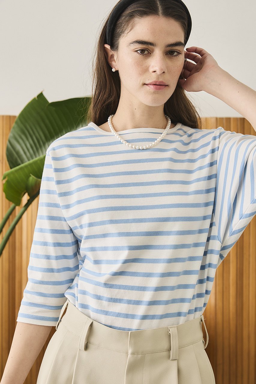 【オブラダ/Oblada】のANY ボーダーTシャツ 人気、トレンドファッション・服の通販 founy(ファニー) 　ファッション　Fashion　レディースファッション　Fashion for Women　トップス・カットソー　Cut & Sew Tops　シャツ・ブラウス・オフィスカジュアル　Elegant Blouses & Button-Ups　ロングTシャツ・Tシャツ　Longline T-Shirts & Tees　カットソー・ベーシックTシャツ　Cut-and-Sewn Tops / Stretch Tees & Basics　ショート　Short, Short Length　スリーブ　Sleeve, Long Sleeve / Short Sleeve　ボーダー　Border, Stripe　エレガント 上品　Elegant　other-6|ID: prp329100004468875 ipo3291000000035362802