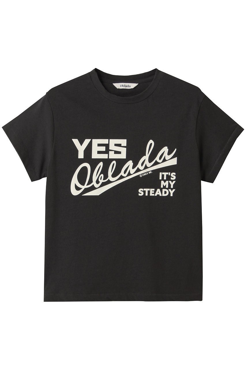【オブラダ/Oblada】のYES OBLADA ロゴTシャツ 人気、トレンドファッション・服の通販 founy(ファニー) 　ファッション　Fashion　レディースファッション　WOMEN　トップス・カットソー　Tops/Tshirt　シャツ/ブラウス　Shirts/Blouses　ロング / Tシャツ　T-Shirts　カットソー　Cut and Sewn　コンパクト　Compact　ショート　Short　シンプル　Simple　スリーブ　Sleeve　ワイド　Wide　人気　Popularity　 other-1|ID: prp329100004468879 ipo3291000000031604335